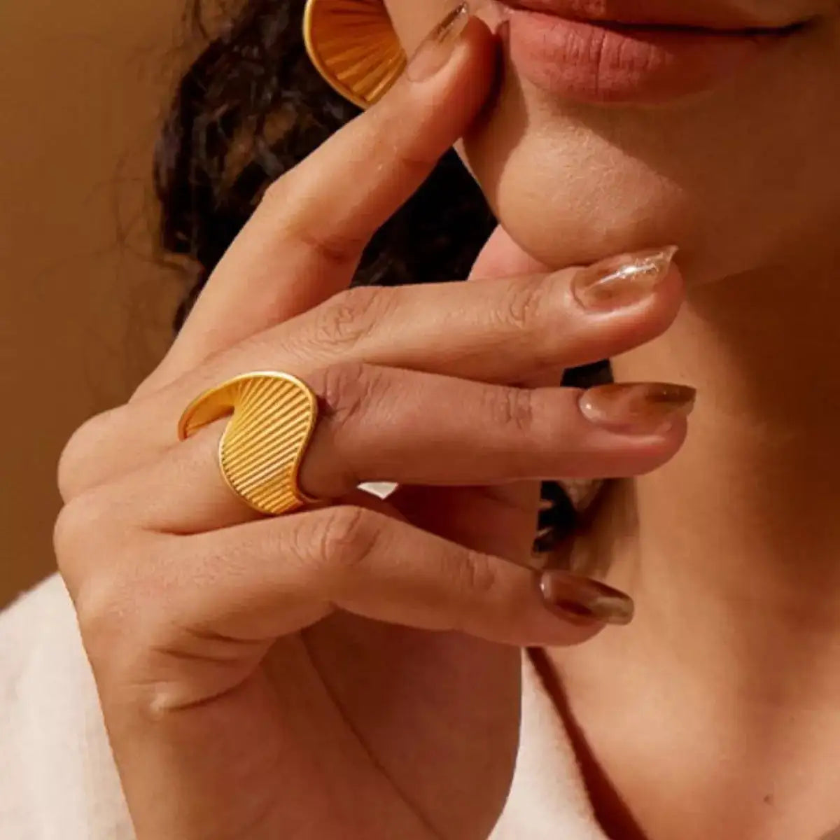 Irregular Twisted Texture Ring – Modern Statement Jewelry Gold - QandCo - trending