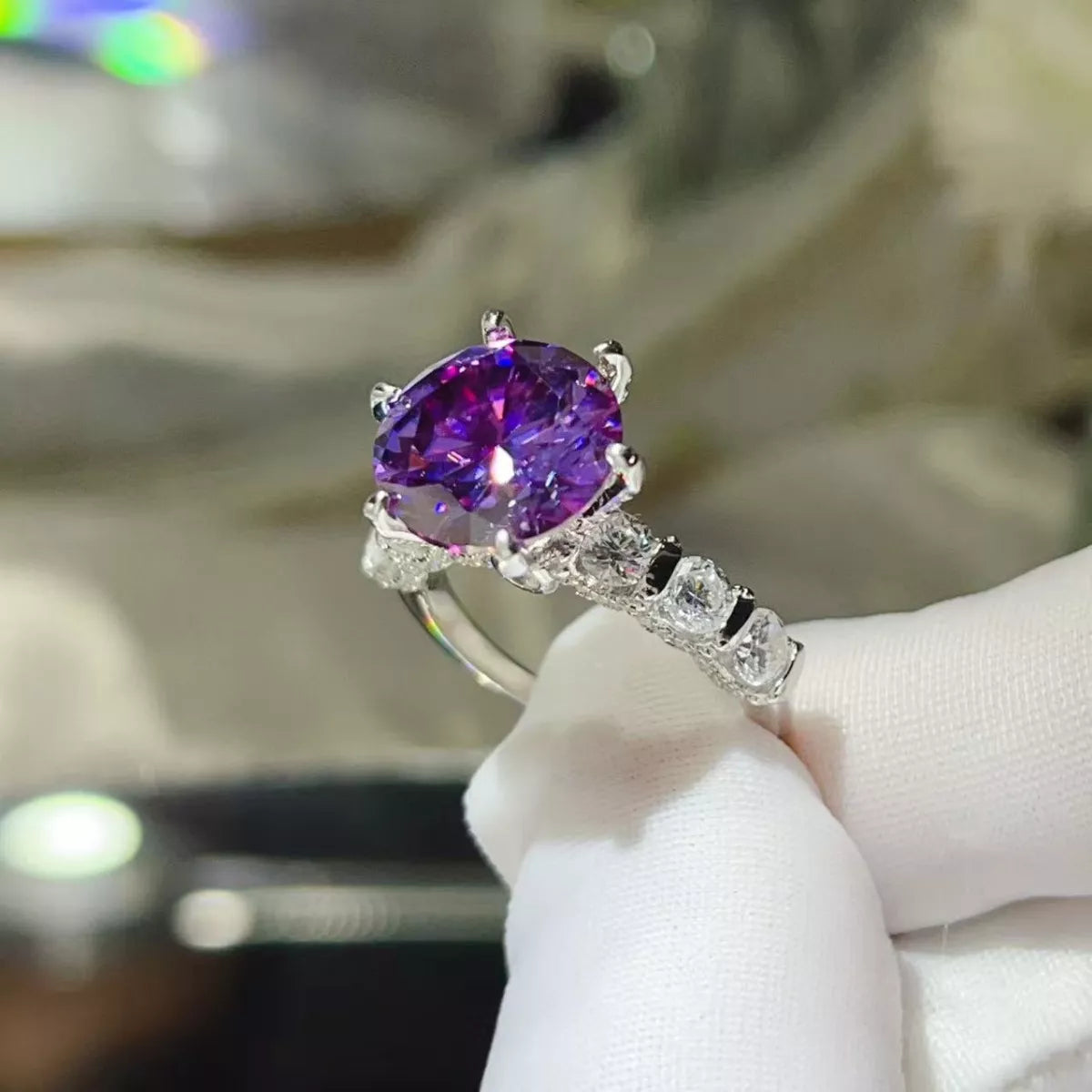 5 Carat Moissanite 6-Prong 925 Sterling Silver Ring - QandCo - trending