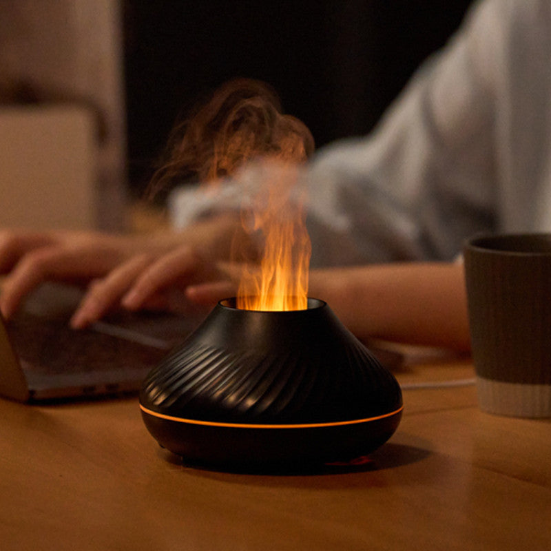 RGB Flame Aroma Diffuser | 3D Volcanic Fire Humidifier & Essential Oil Diffuser