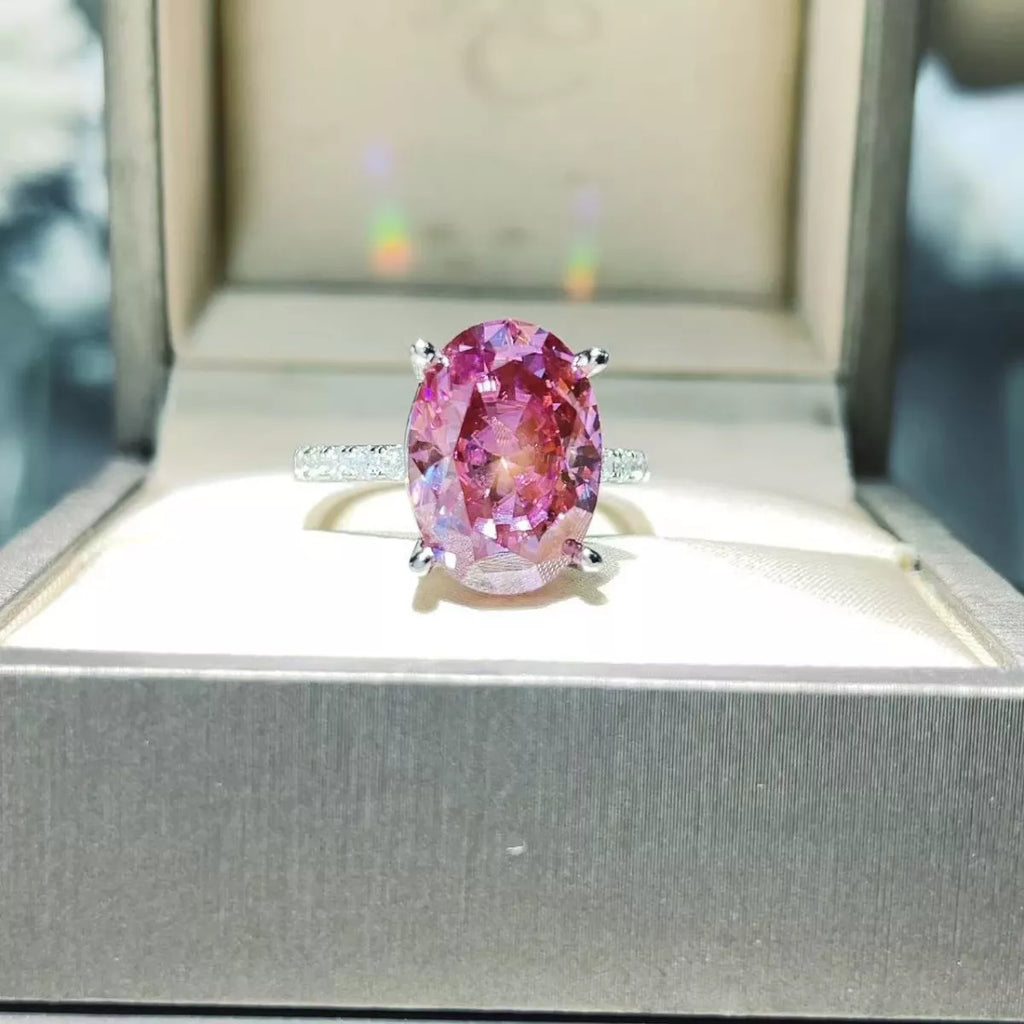 8 Carat Moissanite Oval 925 Sterling Silver Ring - QandCo - trending