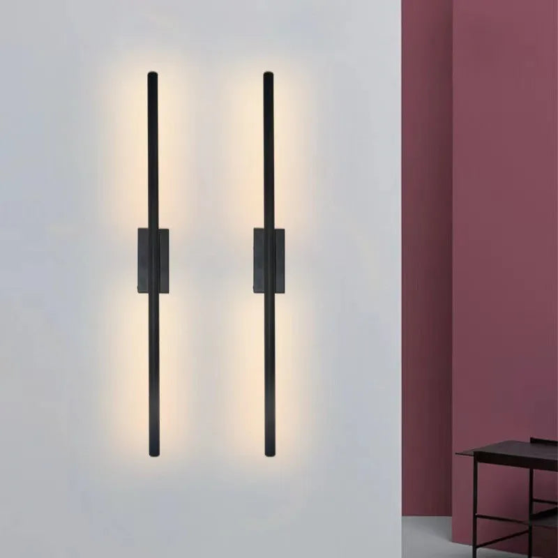 Black & Gold Linear Tube LED Wall Lamp – Modern Up/Down Wall Sconce Lighting