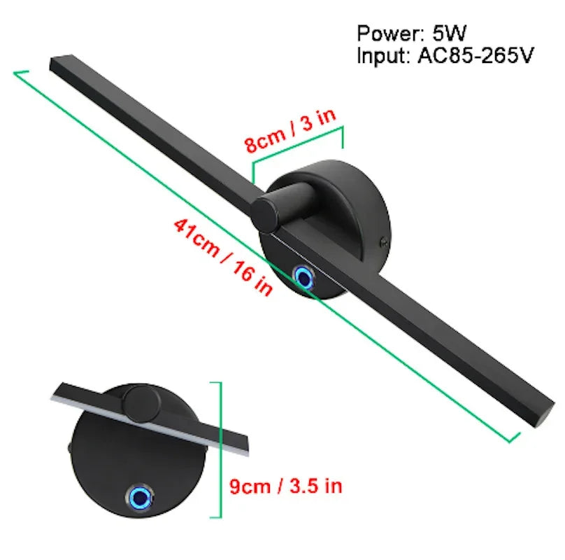 Linear LED Wall Lamp with Switch – 300° Rotatable Nordic Minimalist Wall Light (41 cm)