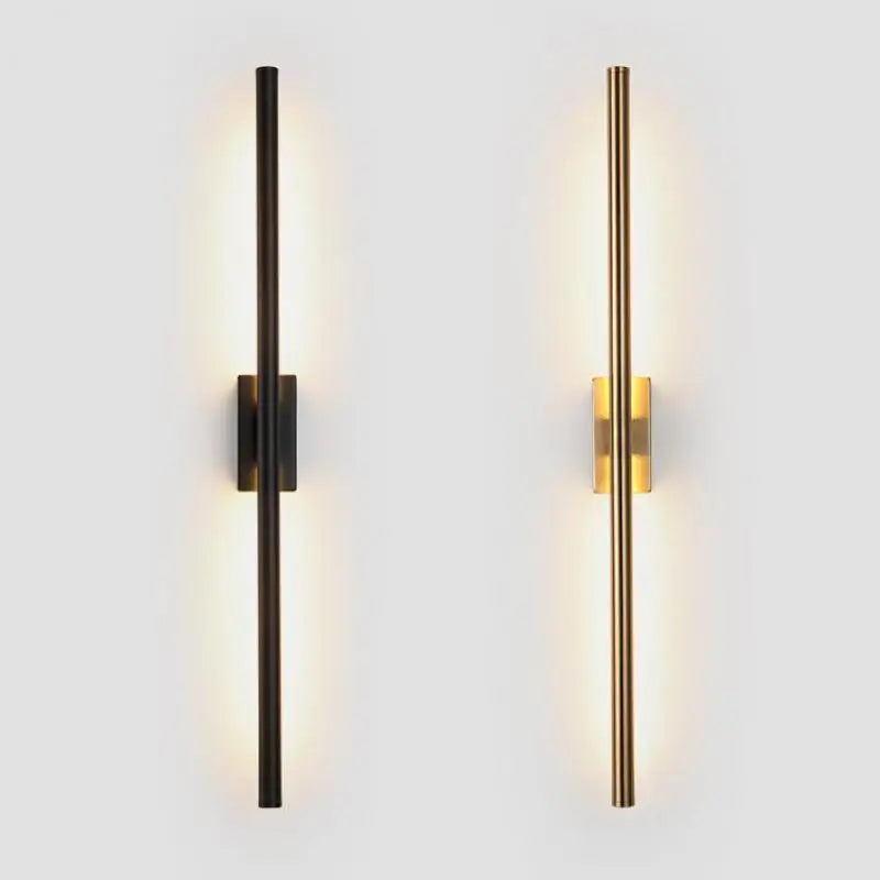 Black & Gold Linear Tube LED Wall Lamp – Modern Up/Down Wall Sconce Lighting