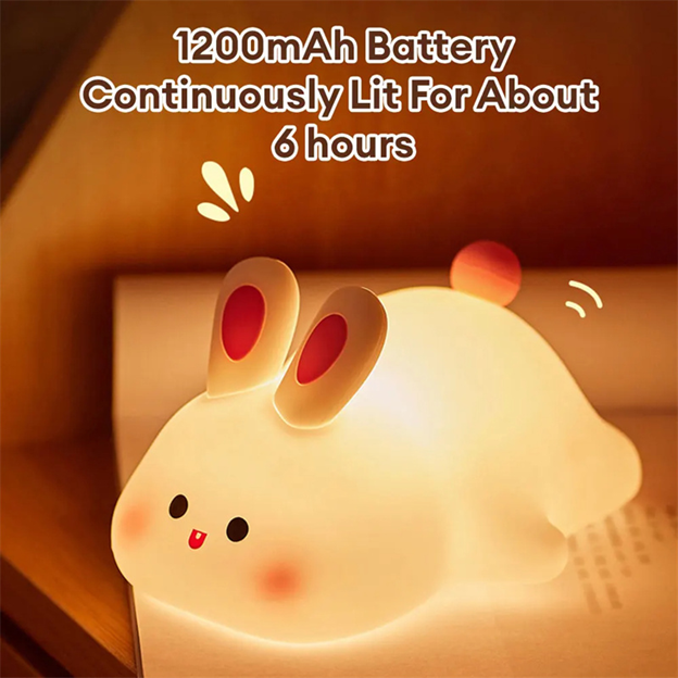 Rabbit Silicone Touch Night Light – Kids Bedside LED Lamp - QandCo - trending