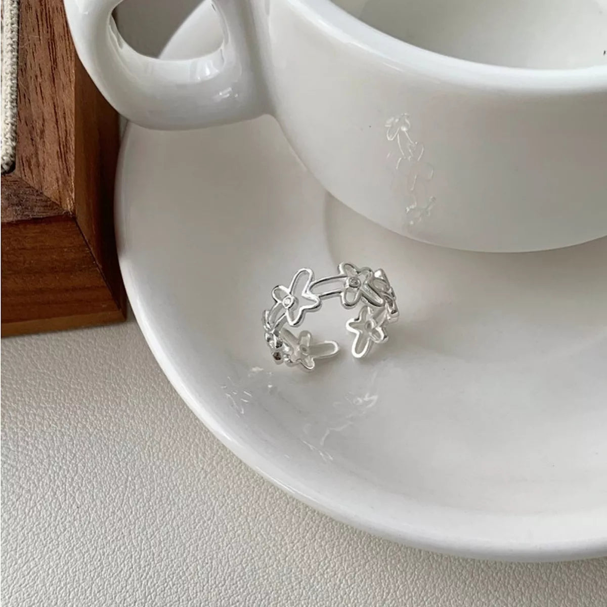 925 Sterling Silver Flower Open Ring – Dainty Floral Jewelry - QandCo - trending