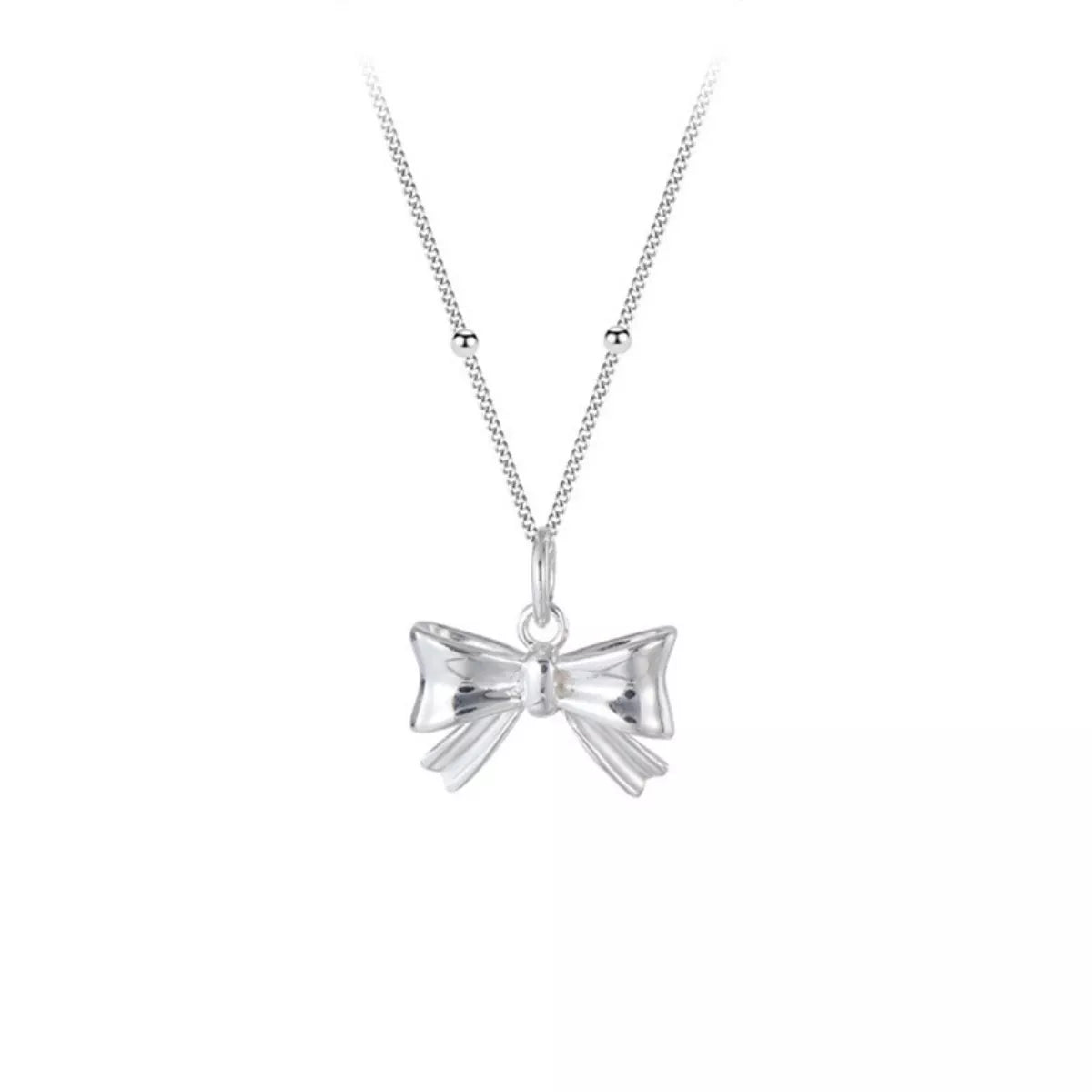 925 Sterling Silver Bow Necklace – Dainty Silver Jewelry - QandCo - trending