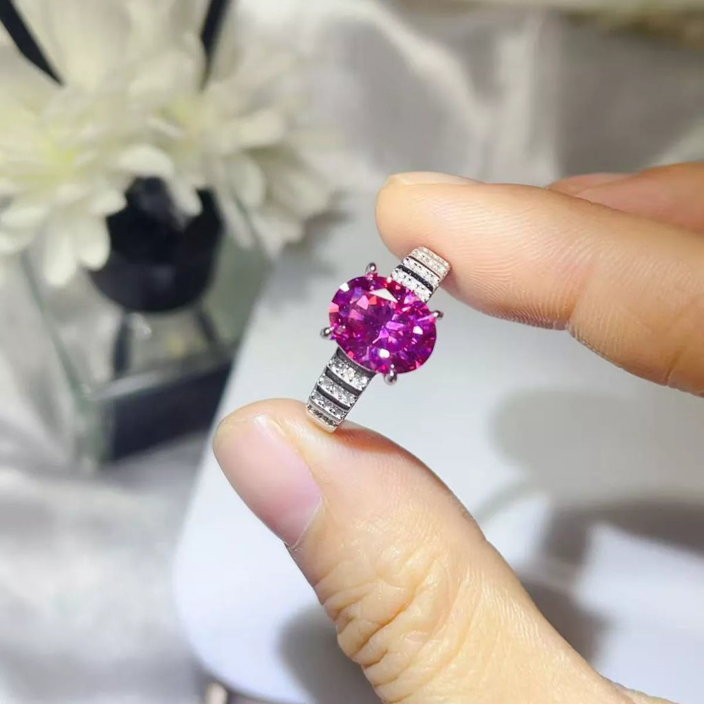 3 Carat Moissanite Oval 925 Sterling Silver Ring Silver - QandCo - trending