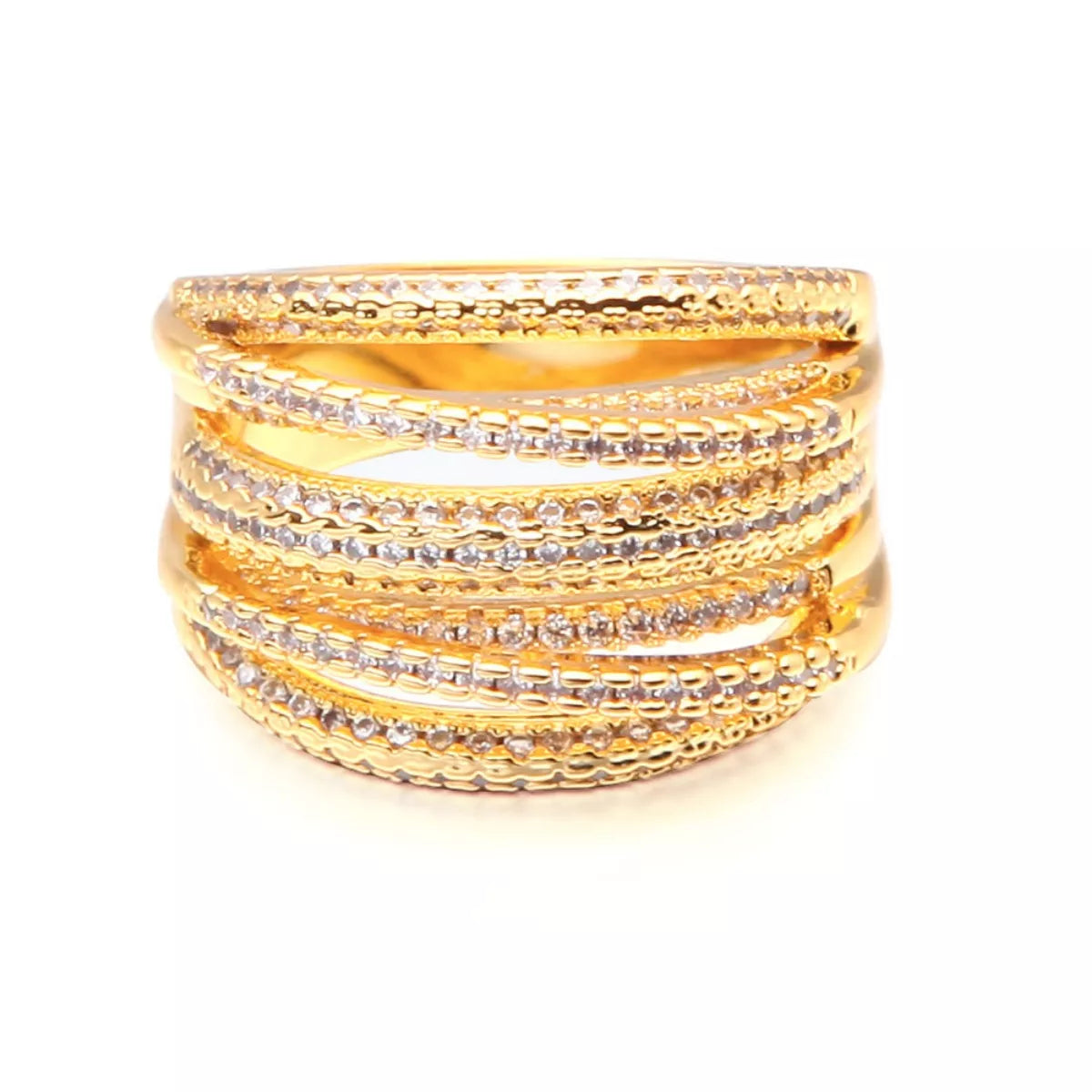 18K Gold-Plated Multi-Row Ring – Luxury Statement Jewelry - QandCo - trending
