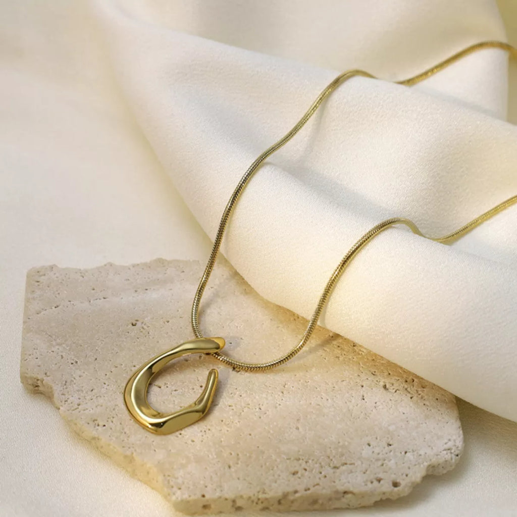 18K Gold-Plated Geometric Necklace – Minimalist Jewelry Gold One Size - QandCo - trending