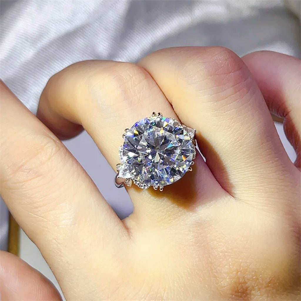 10-Carat Moissanite 925 Sterling Silver Engagement Ring White - QandCo - trending