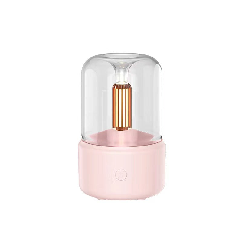 Candlelight Atmosphere Humidifier – LED Aroma Diffuser 120ml Pink USB - QandCo - trending