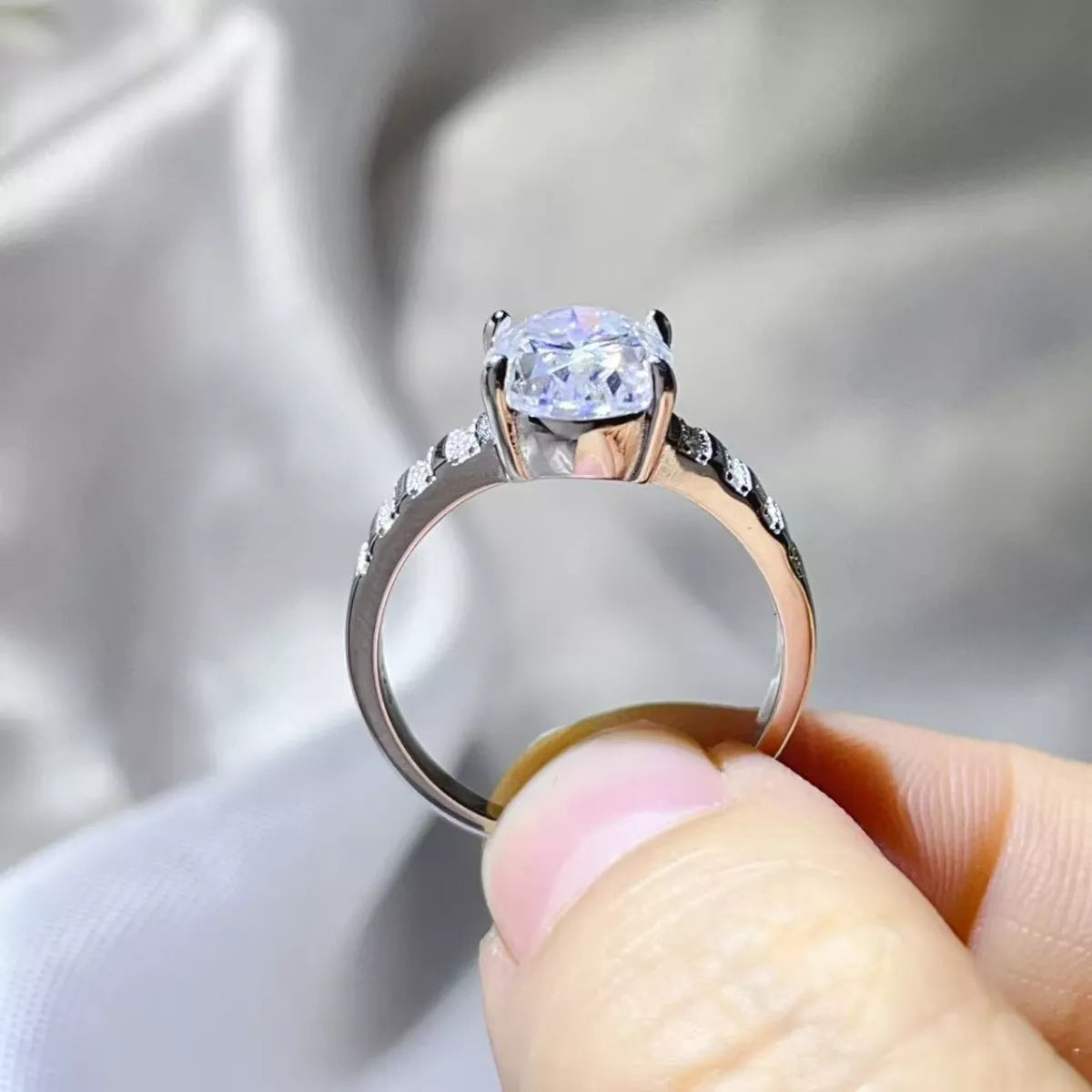 3 Carat Moissanite Oval 925 Sterling Silver Ring - QandCo - trending