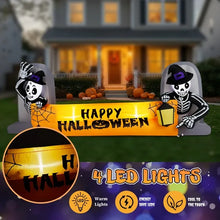 9.6FT Halloween Inflatable Skeleton with Tombstone Banner | Large Outdoor Blow Up Yard Decoration with LEDs