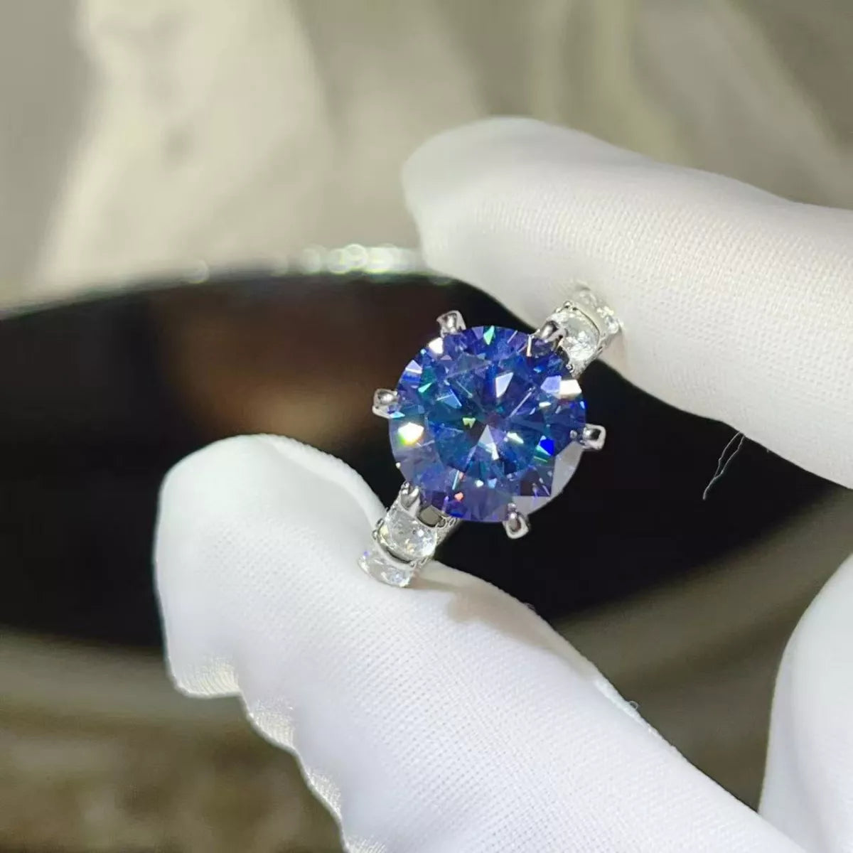 5 Carat Moissanite 6-Prong 925 Sterling Silver Ring Silver - QandCo - trending