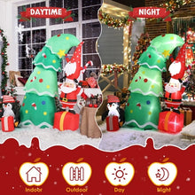 6 FT Lighted Christmas Inflatable Tree with Elf & Santa | Funny Blow Up Yard Decoration with Built-in LED Lights for Holiday Lawn & Party Décor