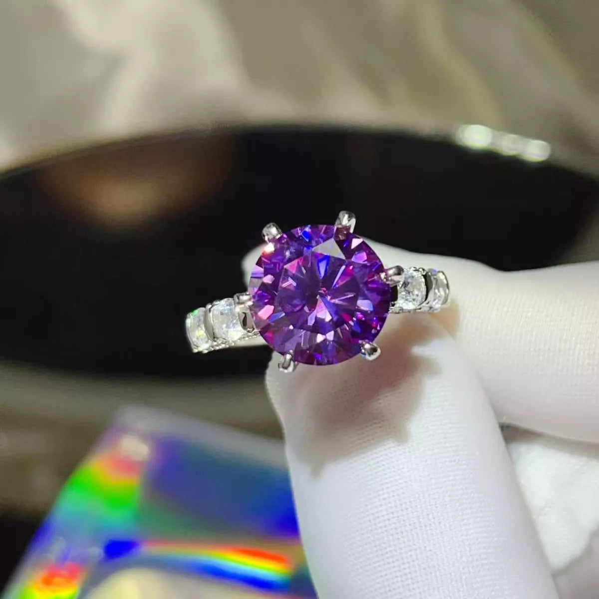 5 Carat Moissanite 6-Prong 925 Sterling Silver Ring Silver - QandCo - trending