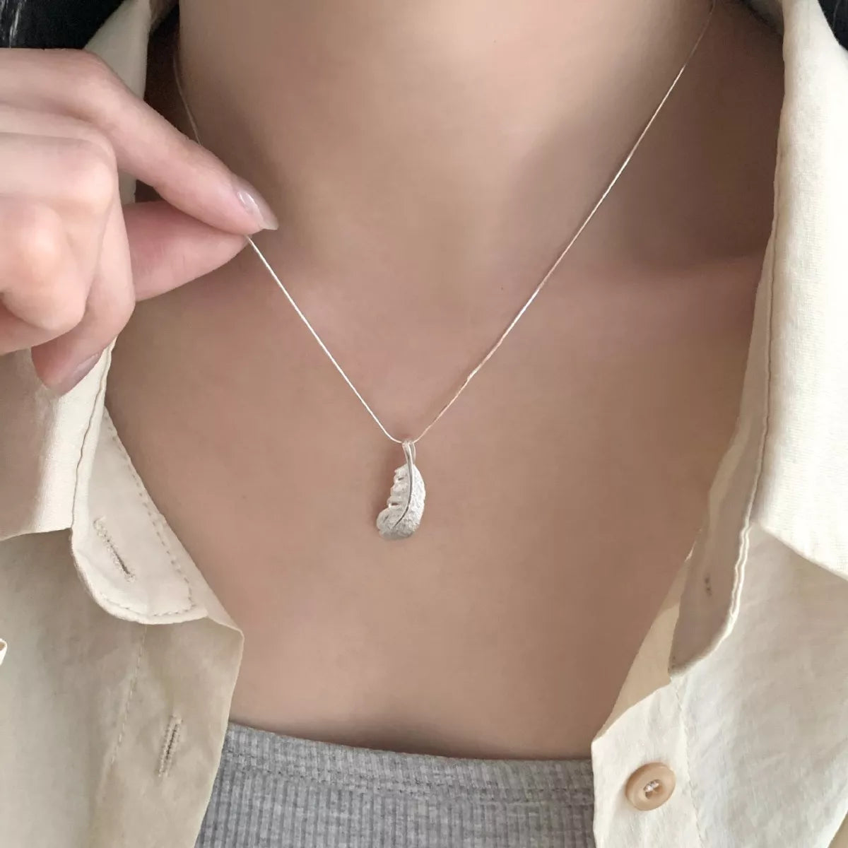 Feather Pendant Necklace – Sterling Silver Jewelry Gift - QandCo - trending