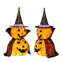 3FT Halloween Lighted Pumpkin Decorations | 176 LED Pop-Up Jack-O-Lantern with Cape & Metal Stand (2-Pack)