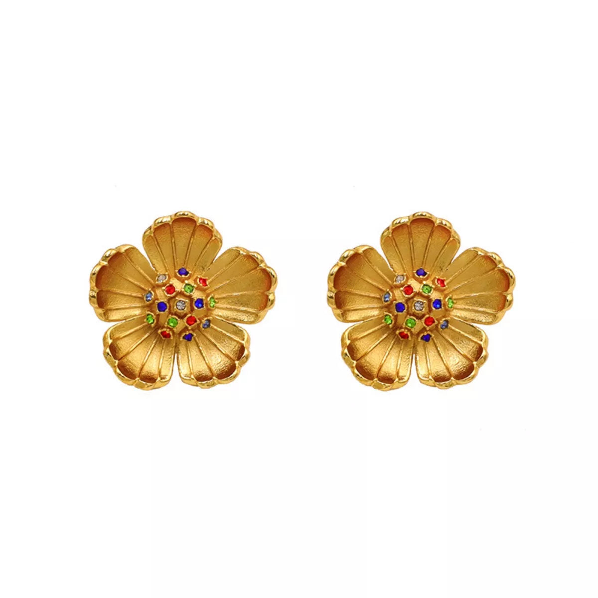 18K Gold-Plated Flower Earrings – Elegant Floral Jewelry - QandCo - trending