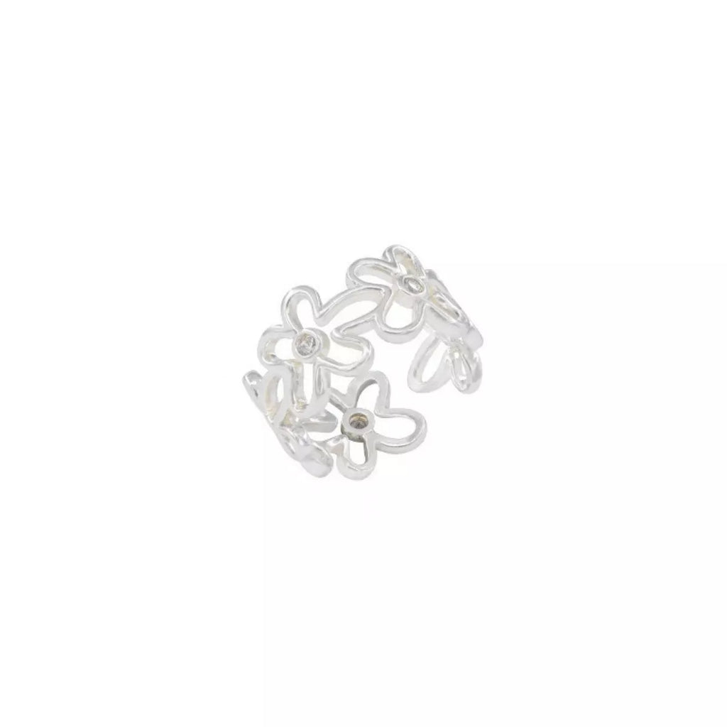 925 Sterling Silver Flower Open Ring – Dainty Floral Jewelry - QandCo - trending