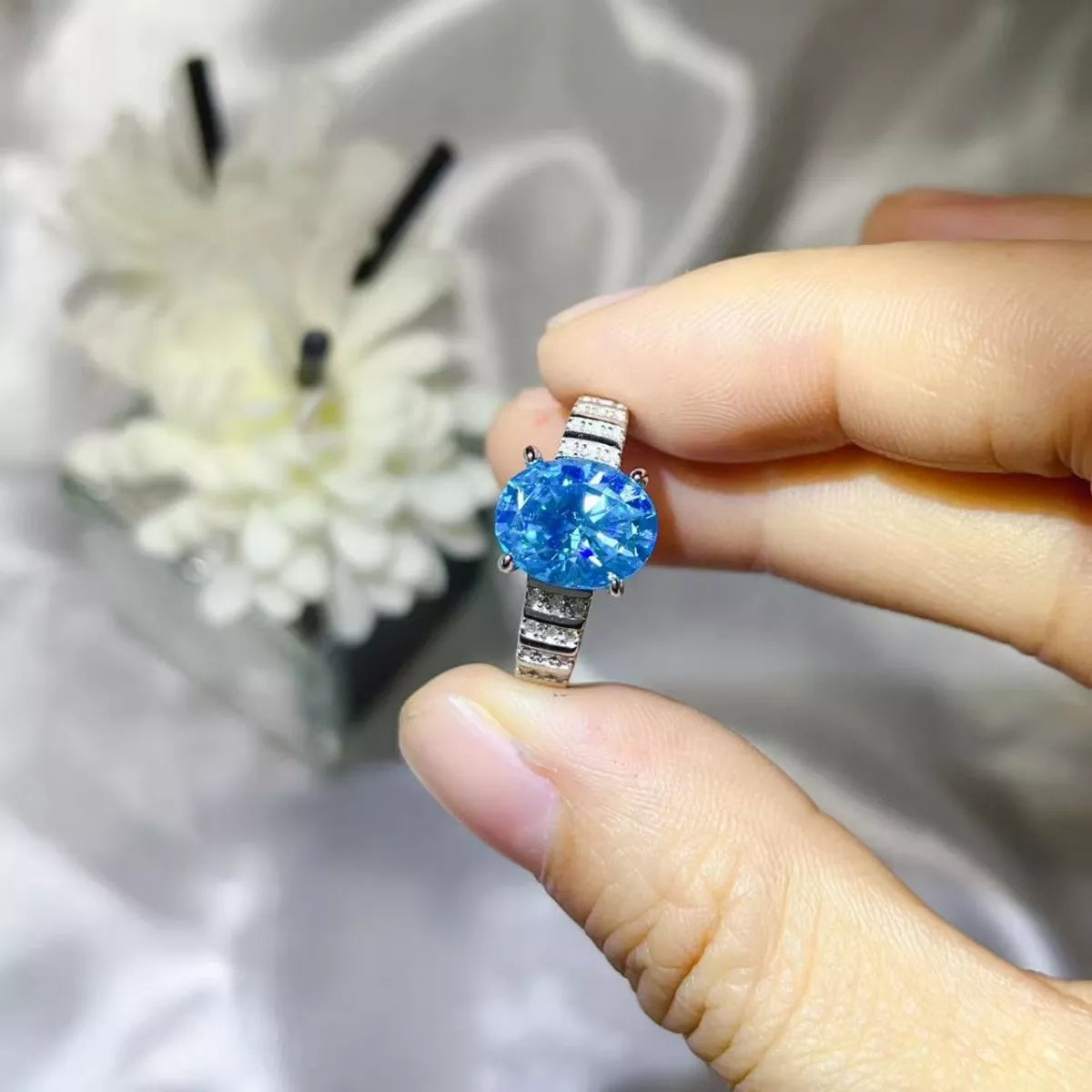 3 Carat Moissanite Oval 925 Sterling Silver Ring - QandCo - trending