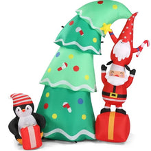 6 FT Lighted Christmas Inflatable Tree with Elf & Santa | Funny Blow Up Yard Decoration with Built-in LED Lights for Holiday Lawn & Party Décor