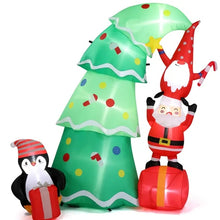 6 FT Lighted Christmas Inflatable Tree with Elf & Santa | Funny Blow Up Yard Decoration with Built-in LED Lights for Holiday Lawn & Party Décor