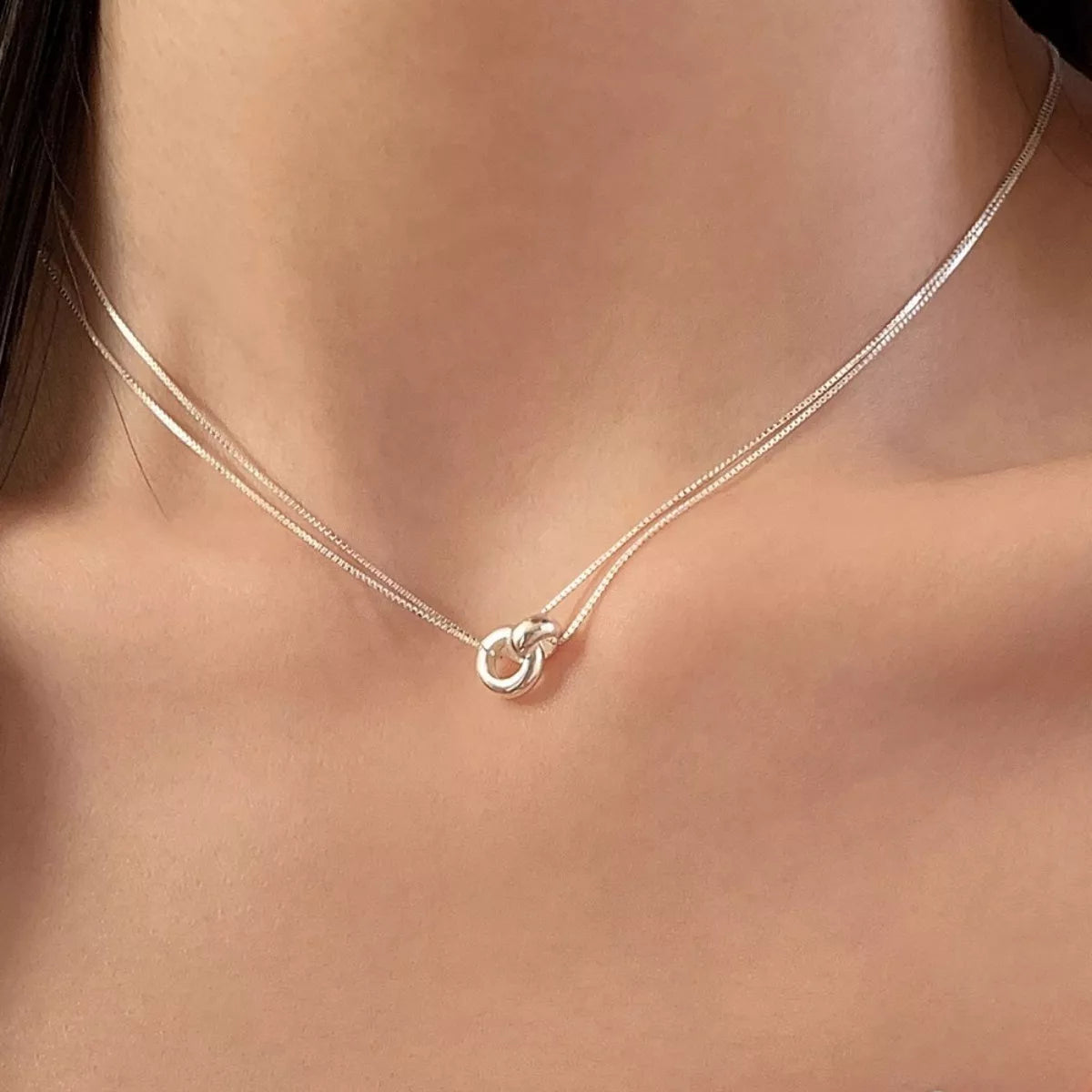 Double Strand 925 Sterling Silver Necklace - QandCo - trending