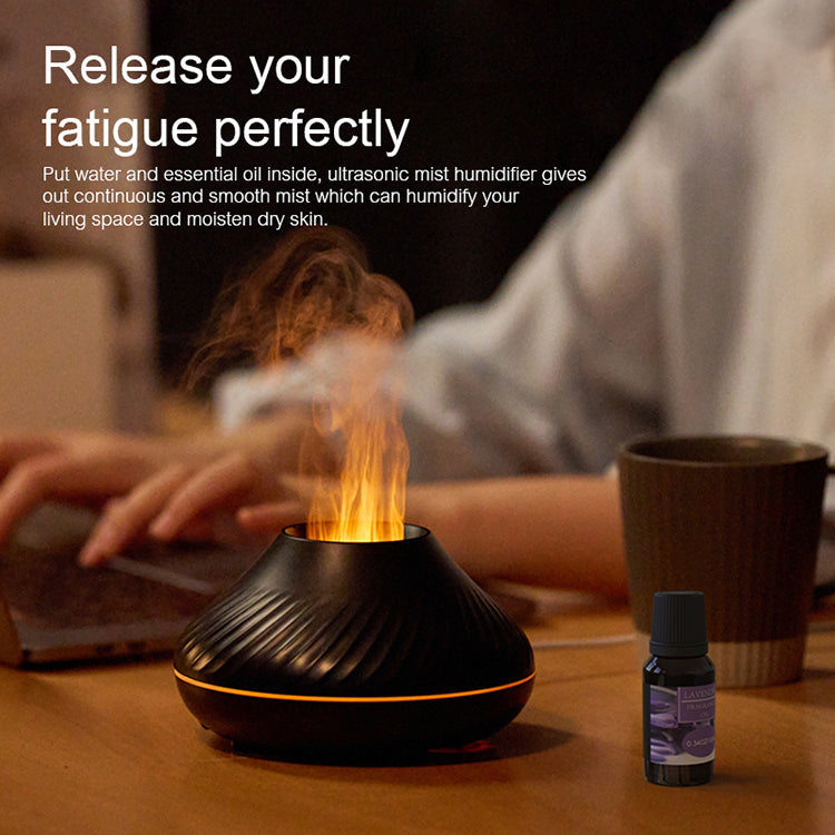 RGB Flame Aroma Diffuser – 130ml 3D Colorful Humidifier - QandCo - trending
