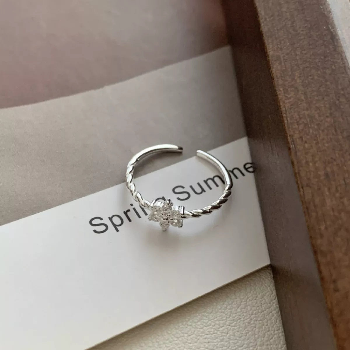 925 Sterling Silver Zircon Flower Open Ring – Elegant Jewelry - QandCo - trending