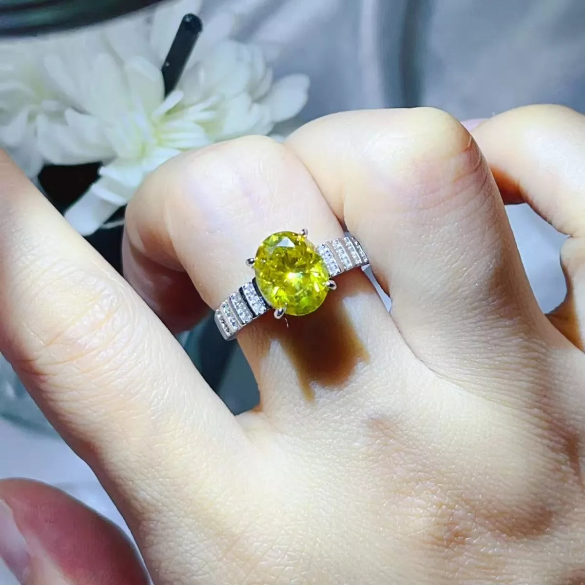 3 Carat Moissanite Oval 925 Sterling Silver Ring - QandCo - trending