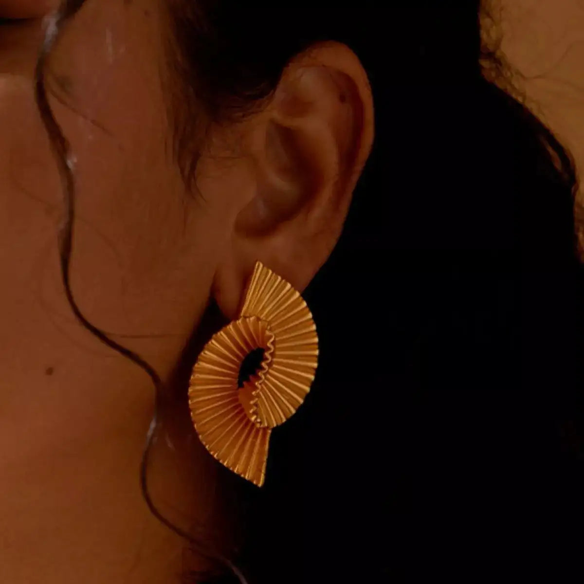 18K Gold-Plated Copper Geometric Spiral Statement Earrings - QandCo - trending