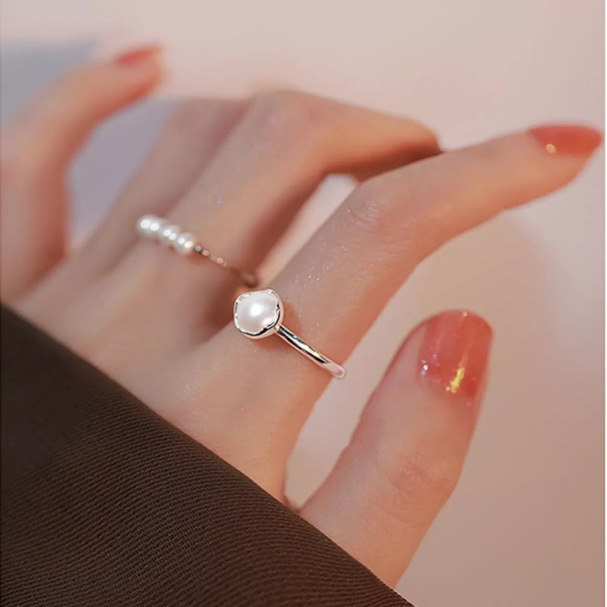 Freshwater Pearl 925 Sterling Silver Open Ring – Elegant Jewelry - QandCo - trending