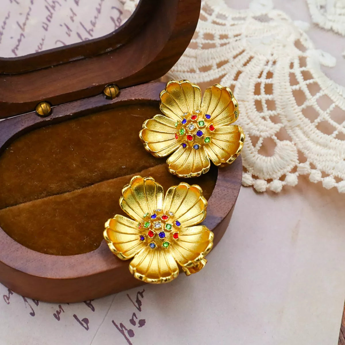 18K Gold-Plated Flower Earrings – Elegant Floral Jewelry - QandCo - trending