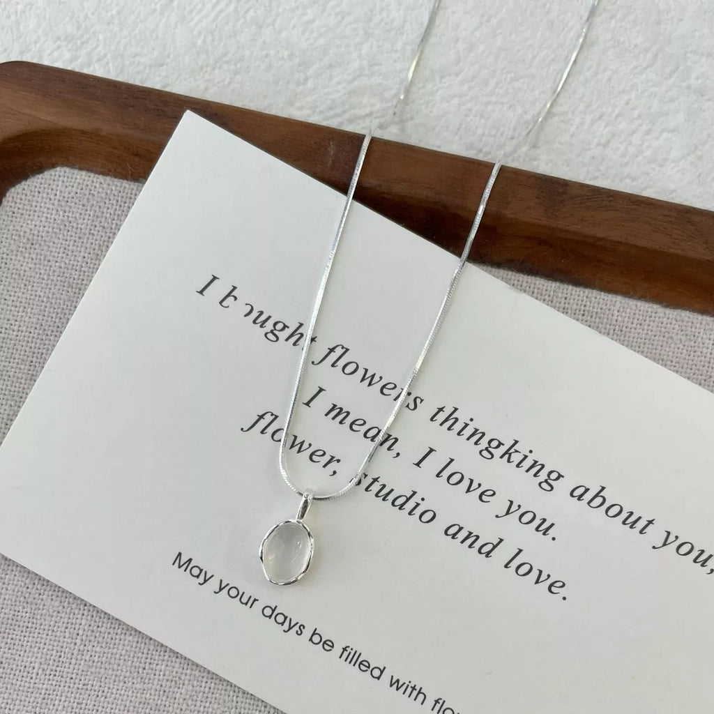 925 Sterling Silver Agate Pendant Necklace - QandCo - trending