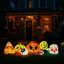 8FT Halloween Inflatable Pumpkins with Eyeball & Candy | Lighted Blow Up Yard Decoration with LEDs