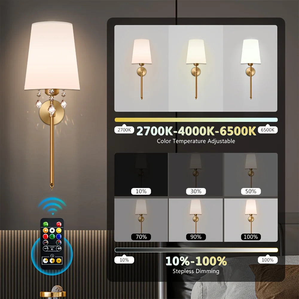 Battery Operated Wall Sconce Set of 2, Rechargeable LED - QandCo - trending